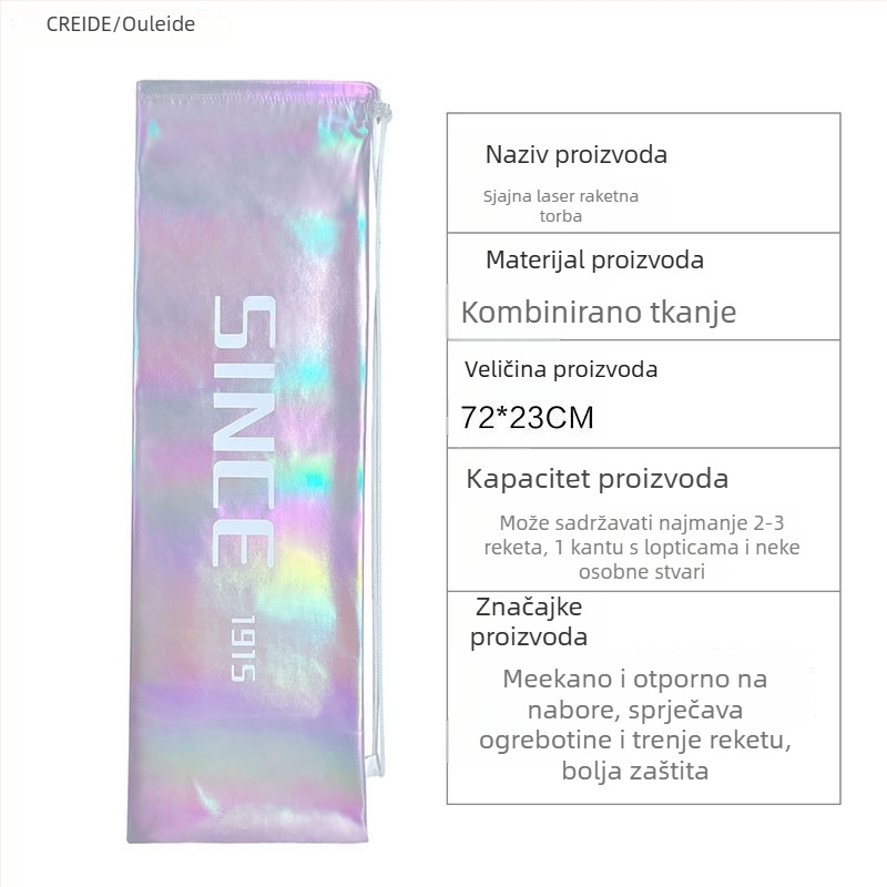 Oreide torba za reket badminton/tenis, vodootporan kompozitni materijal, dijagonalna naramenica, za odrasle