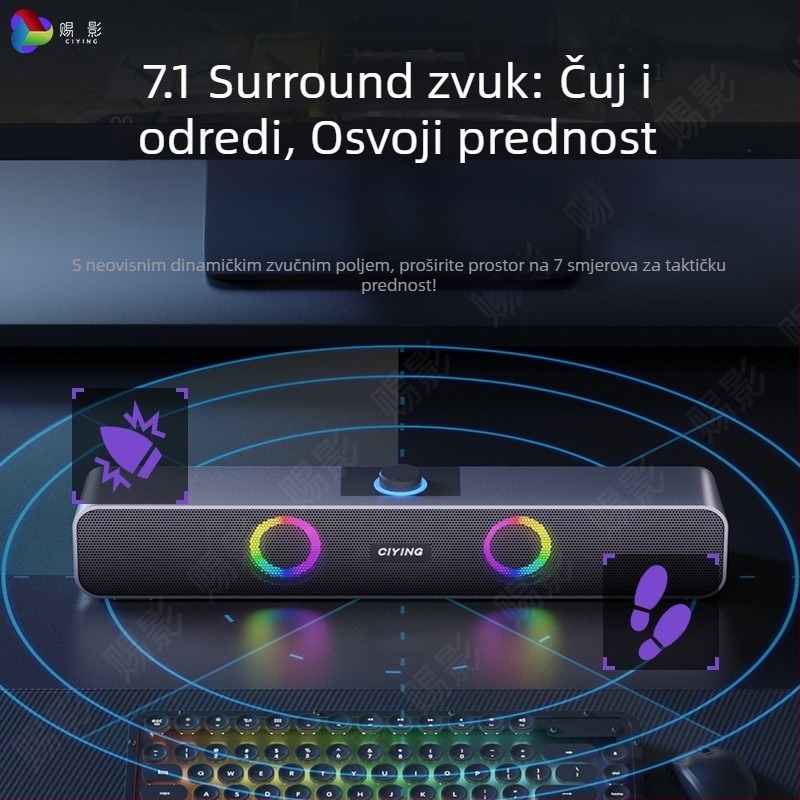 Bluetooth stolni zvučnik s integriranom baterijom 1200-2000mAh, 10W izlaz, Bluetooth 5.0, frekvencijski raspon 60 Hz–15 kHz, SNR ≥75 dB