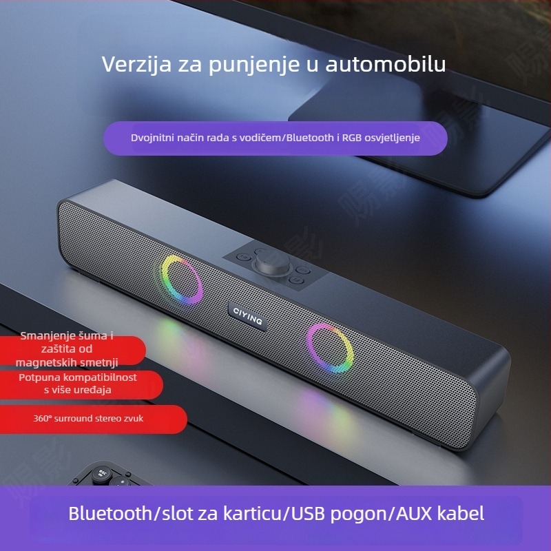 Bluetooth stolni zvučnik s integriranom baterijom 1200-2000mAh, 10W izlaz, Bluetooth 5.0, frekvencijski raspon 60 Hz–15 kHz, SNR ≥75 dB