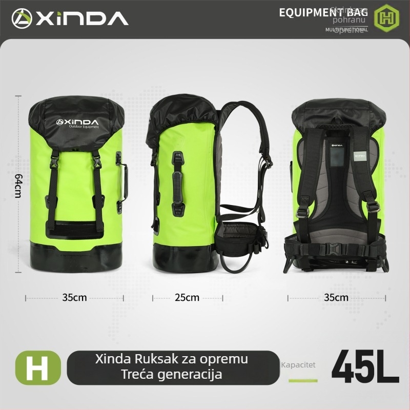 Ruksak Xinda H Series za aktivnosti na otvorenom, vodootporan za plovidbu rijekom i speleologiju, spašavanje, planinarenje i penjanje – velika kapaciteta