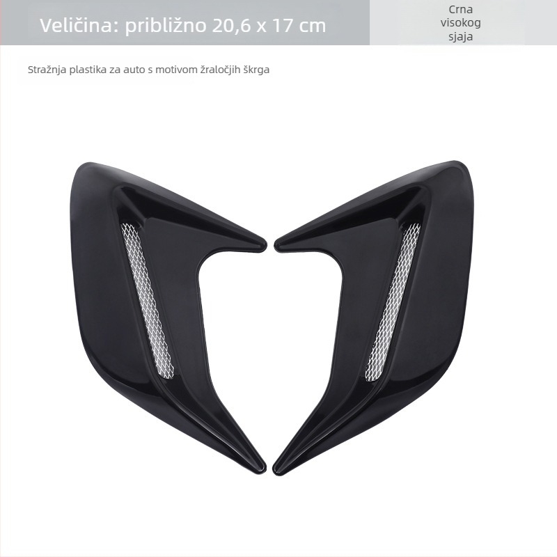 Dekorativna naljepnica za bočni zračni otvor automobila u stilu žraločjih škrga; ABS s dvostranim ljepilom; simulirani bočni zračni otvor; univerzalna kompatibilnost