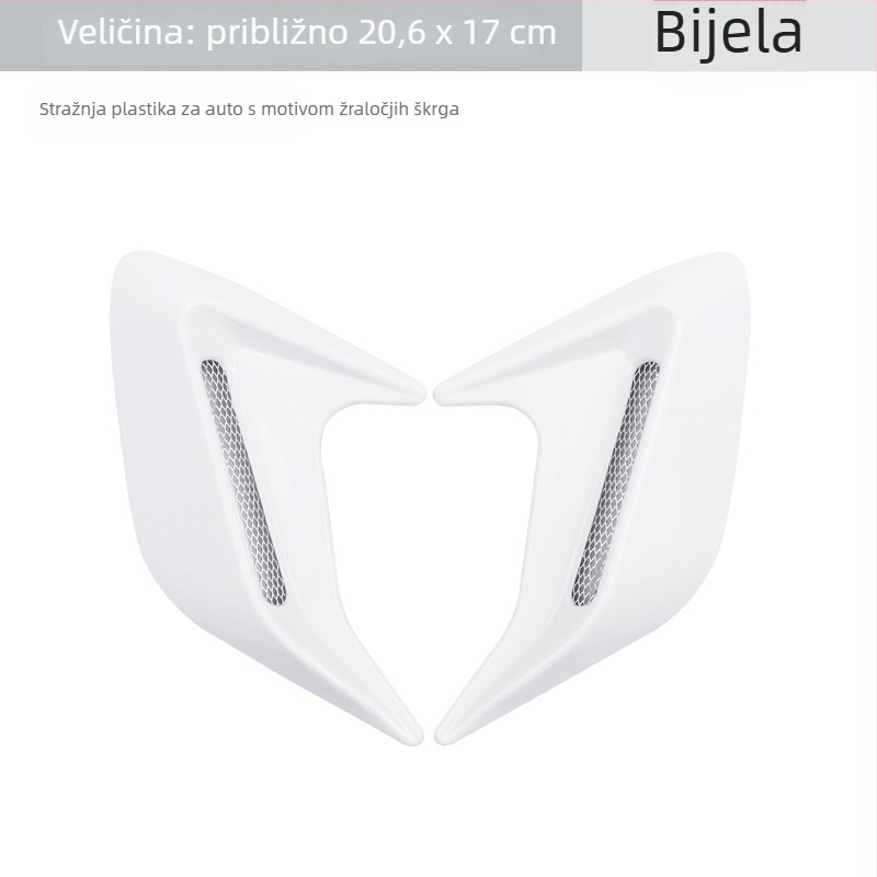 Dekorativna naljepnica za bočni zračni otvor automobila u stilu žraločjih škrga; ABS s dvostranim ljepilom; simulirani bočni zračni otvor; univerzalna kompatibilnost