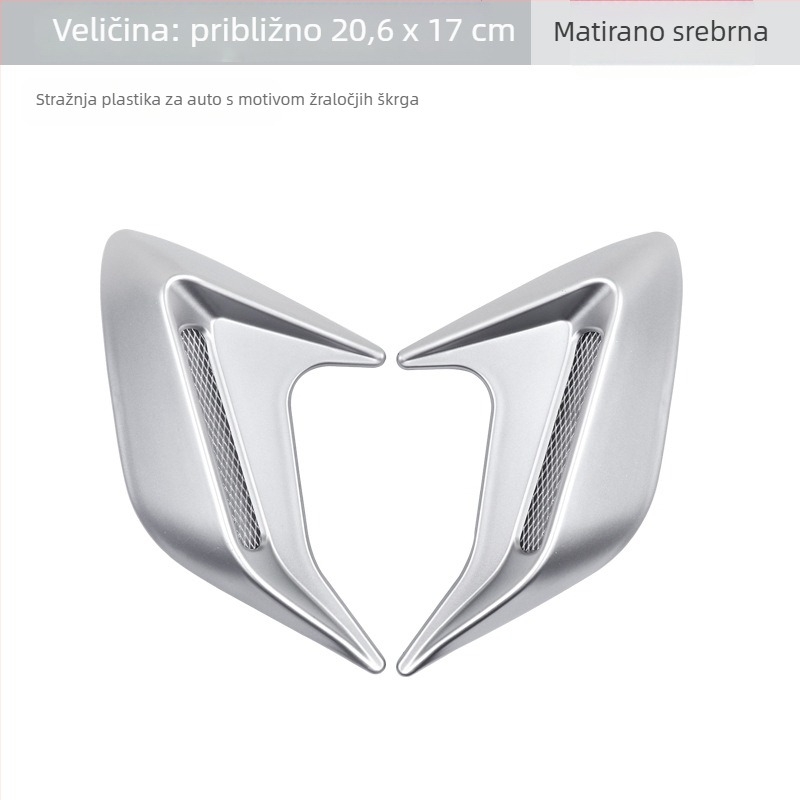 Dekorativna naljepnica za bočni zračni otvor automobila u stilu žraločjih škrga; ABS s dvostranim ljepilom; simulirani bočni zračni otvor; univerzalna kompatibilnost
