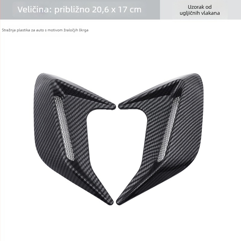 Dekorativna naljepnica za bočni zračni otvor automobila u stilu žraločjih škrga; ABS s dvostranim ljepilom; simulirani bočni zračni otvor; univerzalna kompatibilnost