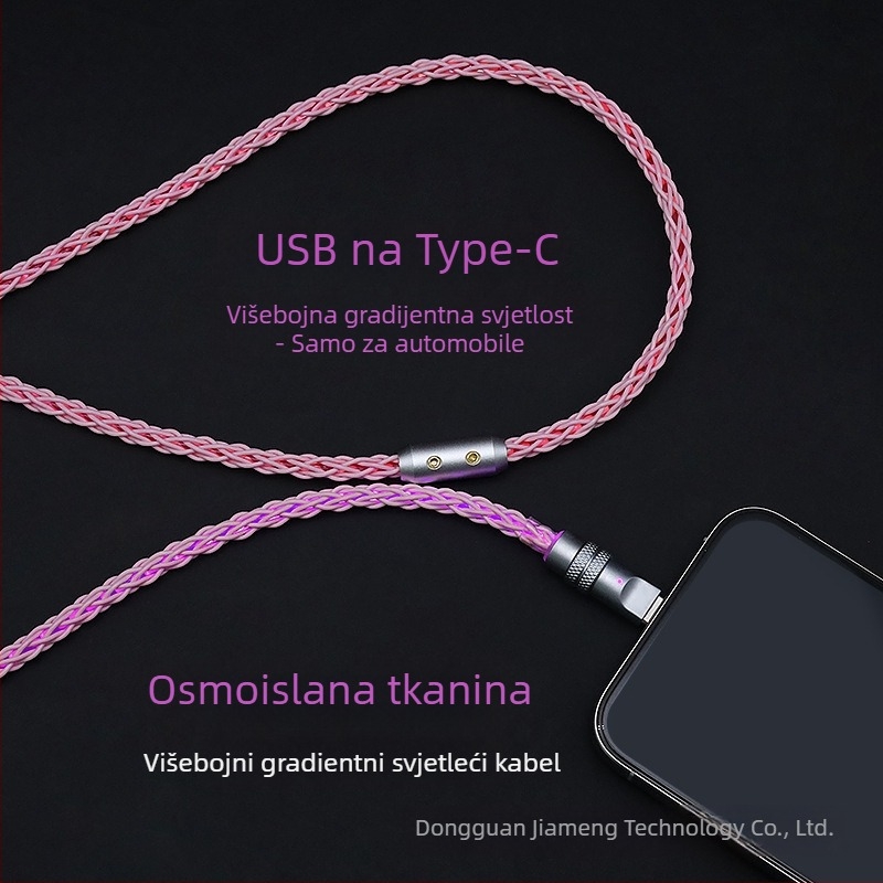 USB-C kabel za punjenje za mehaničke tipkovnice, RGB gradientni streamer osvjetljenje, 60W PD, cinkova legura