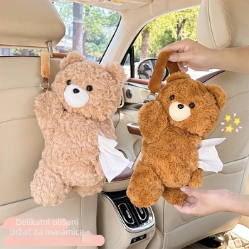 Kutija za maramice u automobilu s visećim plišanim dizajnom mede | Mekani pliš materijal | Dvostruka upotreba za dom i auto | Blue rain