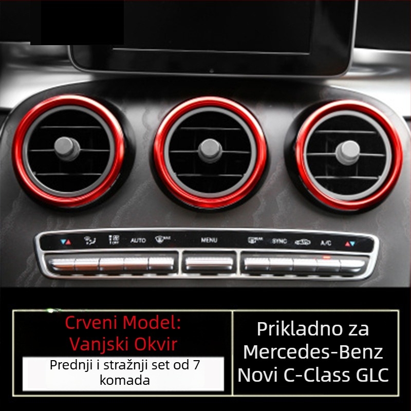 Prsten ventilacijskog izlaza automobila — aluminijska legura, Modell 0005, prilagodba po narudžbi, s tiskanim logotipom