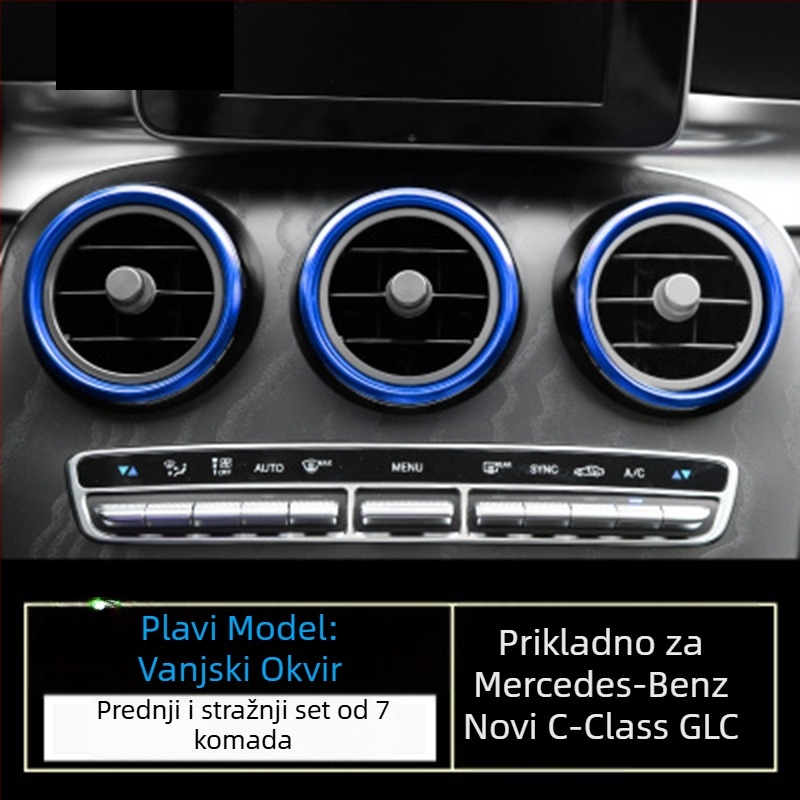 Prsten ventilacijskog izlaza automobila — aluminijska legura, Modell 0005, prilagodba po narudžbi, s tiskanim logotipom