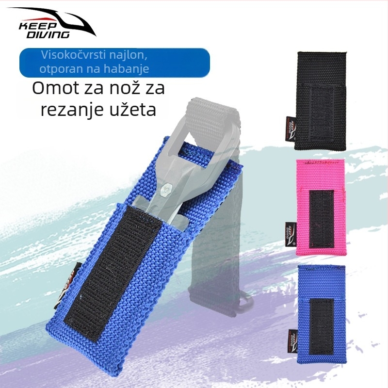 SET noževa za rezanje linija za ronjenje KEEP DIVING uz zaštitni pokrov, nosiva traka i Velcro, najlon konstrukcija