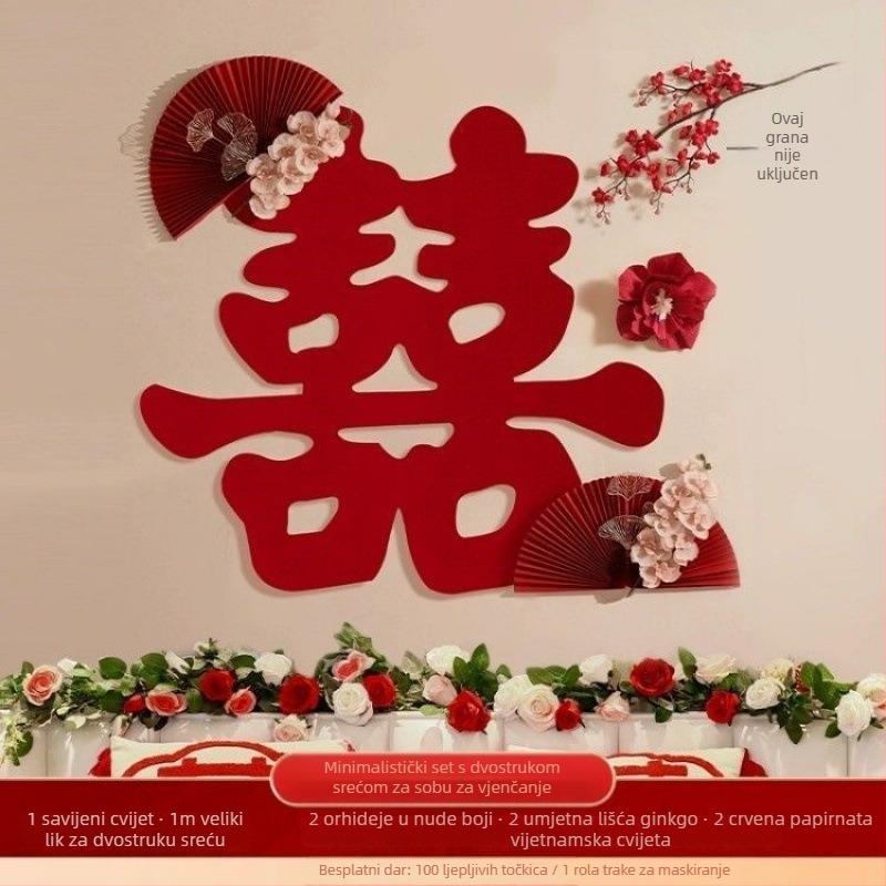 Dekor sobe za svadbu – zidne naljepnice od netkanog materijala, pakirane u PP vrećicu, brend Tianxi Workshop, za svadbenu dekoraciju