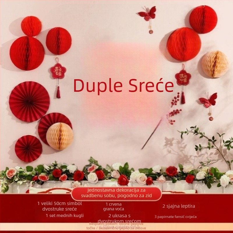 Dekor sobe za svadbu – zidne naljepnice od netkanog materijala, pakirane u PP vrećicu, brend Tianxi Workshop, za svadbenu dekoraciju