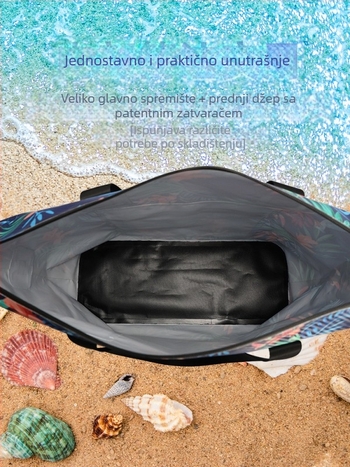 Plažna torba s digitalnim otiskom, karbonska vlakna, vodootporan materijal, kapacitet 30 L, unisex