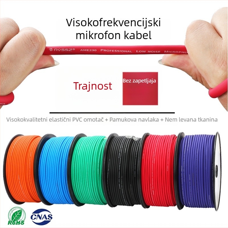 AVSSZ Mikrofon kabel, elastična PVC ovojnica, RoHS certifikat, za audio i video