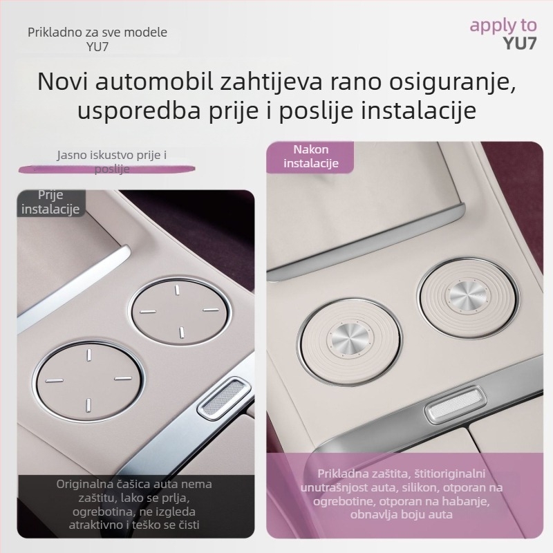 Nothing silikonska unutrašnja auto podloga za Xiaomi Yu7 bežično punjenje, protuklizna kutija za pohranu i podloga za čašu, model YU7