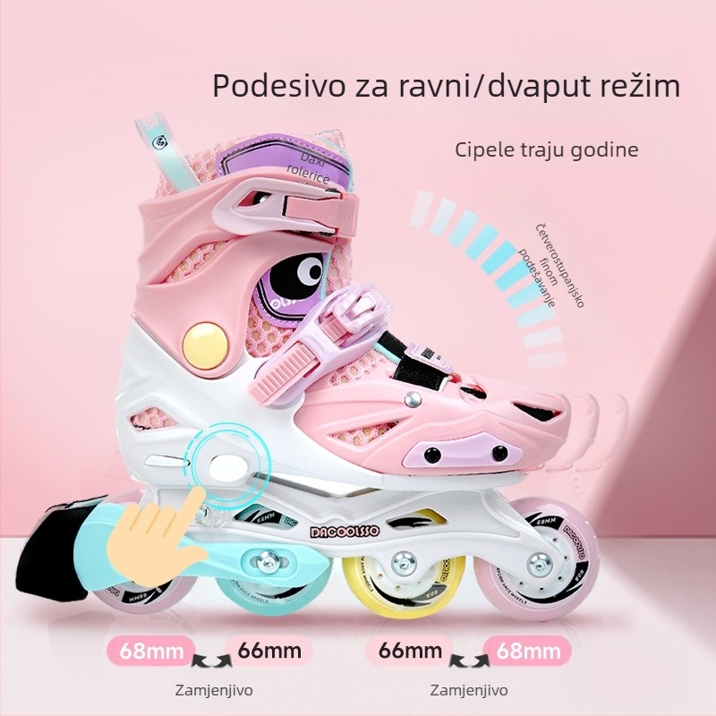 Daku Bear Dječje rolanje s integriranim držačem oštrice, gornja površina PVC, đon PP, kotači PU, jednoslojna konfiguracija, Unisex