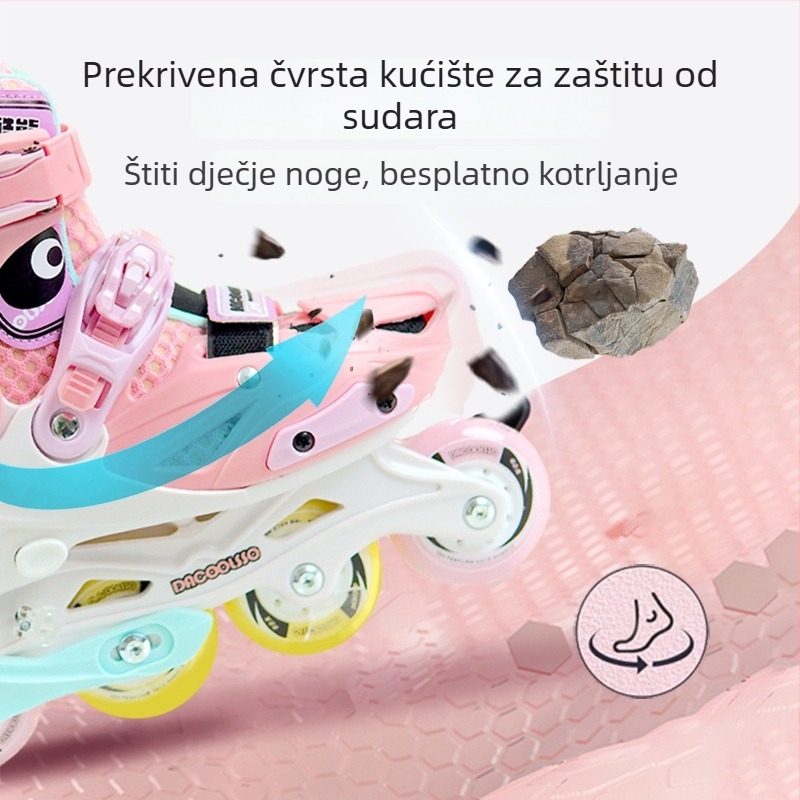 Daku Bear Dječje rolanje s integriranim držačem oštrice, gornja površina PVC, đon PP, kotači PU, jednoslojna konfiguracija, Unisex
