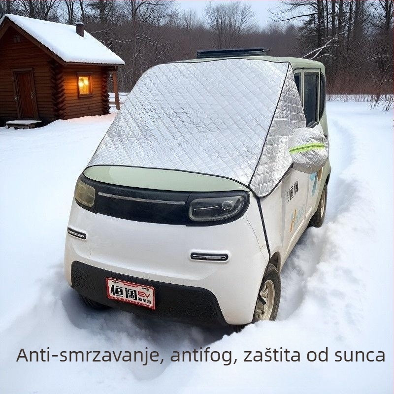Navlaka za prednje staklo tricikla, zaštita od snijega i zaleđivanja, izolacija svjetla i topline, produženi dizajn, ugradnja statičnim naljepnicama