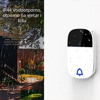 Bežični zvončić za vrata s akrilnim kućištem, samoodrživo napajanje (bez baterije), vodootporan, dugi domet i visoka glasnoća.