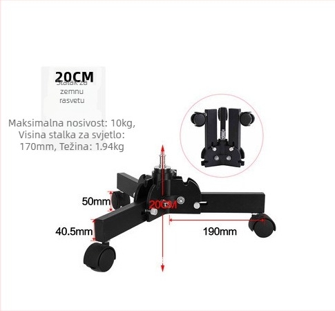 Stalak za studijsku lampu za livestream 2.8 m | Aluminijska legura | Nosivost 6 kg | Trodijelni stalak | Brand Yuer