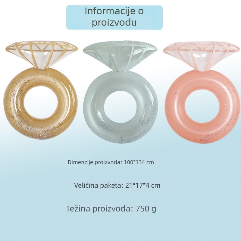 Naduvljivi plivački prsten za odrasle s dizajnom od šljokica i dijamantima, za bazen i vodene sportove (Materijal: ekološki PVC; Marka: YUCALO; Kategorija proizvoda: Ostalo; Glavno prodajno područje: Ostalo)