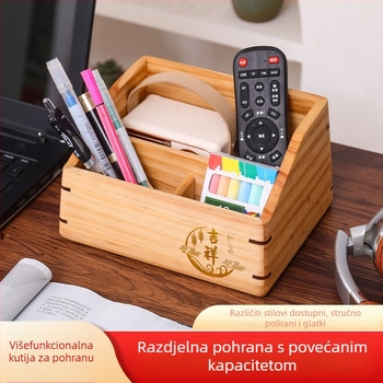 Drvena kutija za pohranu daljinskog upravljača s pregradama, za dnevni boravak, spavaću sobu ili radni stol