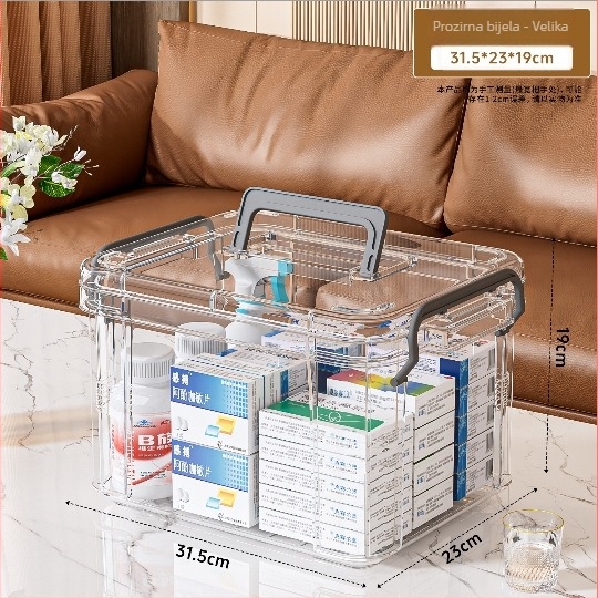 Prozirna PP plastična kutija za skladištenje, 30 L, model Z0918, prijenosna, bez montaže, za igračke, grickalice, sitnice i lijekove