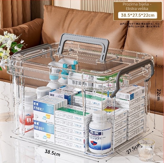 Prozirna PP plastična kutija za skladištenje, 30 L, model Z0918, prijenosna, bez montaže, za igračke, grickalice, sitnice i lijekove
