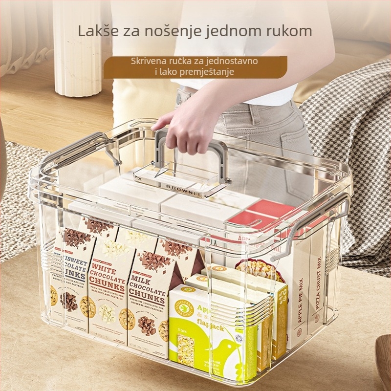 Prozirna PP plastična kutija za skladištenje, 30 L, model Z0918, prijenosna, bez montaže, za igračke, grickalice, sitnice i lijekove