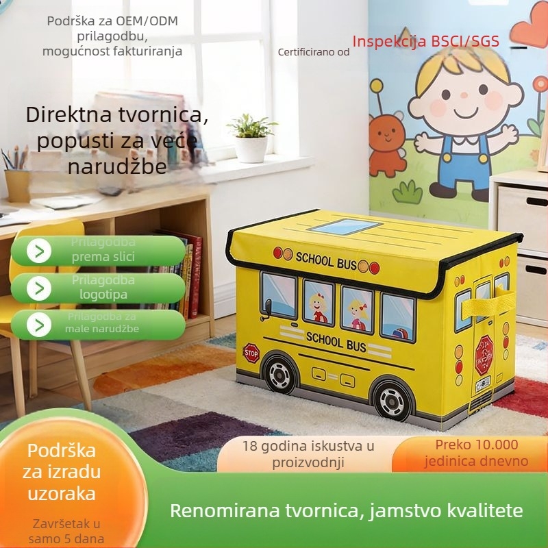 Kutija za skladištenje s crtani motivom – sklopivi višenamjenski organizator za odjeću i igračke, 20–30 L, tkanina, preklopni poklopac