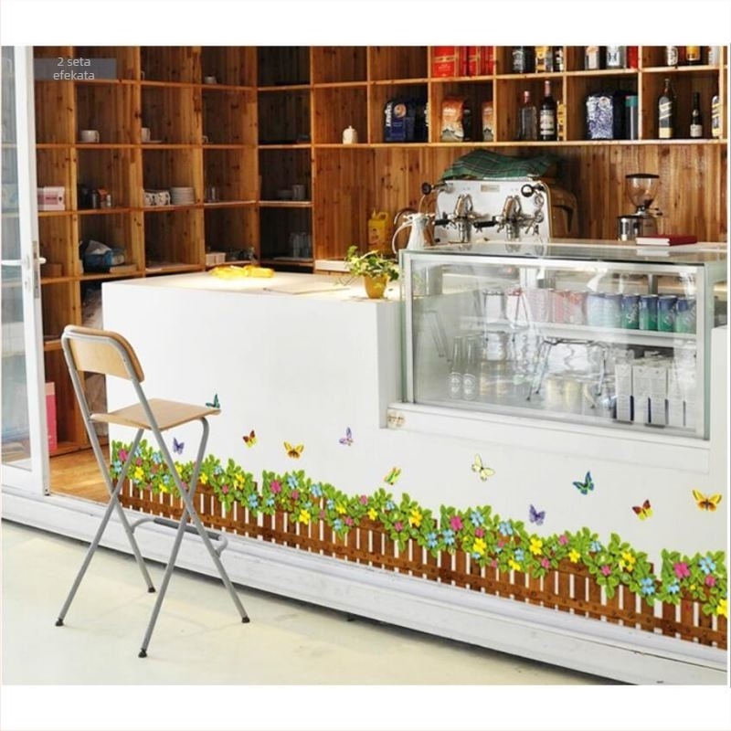 PVC vodootporna zidna naljepnica s motivom biljaka i cvijeća, za dnevni boravak, 1 komad, moderni minimalistički stil