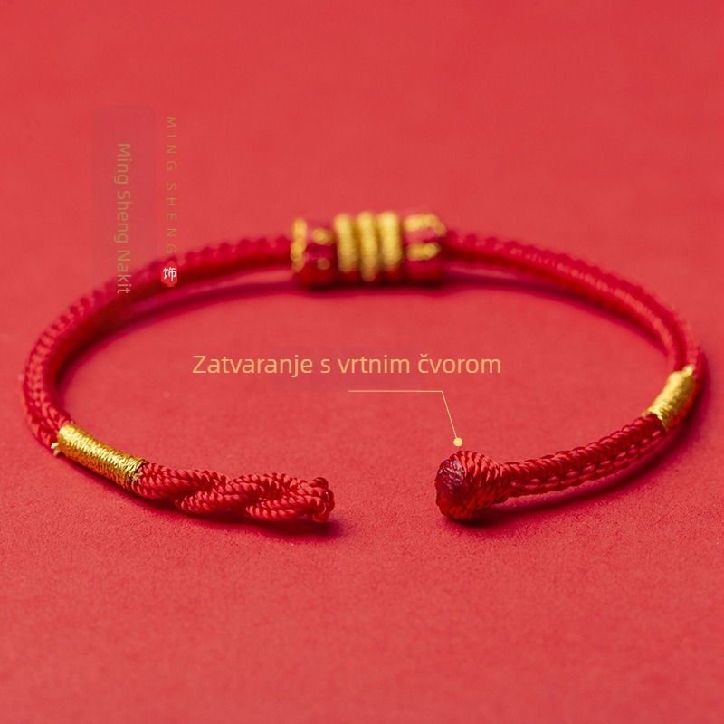 Zaštitna narukvica, ručno pletena od osam niti, unisex, kompatibilna sa znakovima Zodijaka Konj, Štakor, Bik i Zec