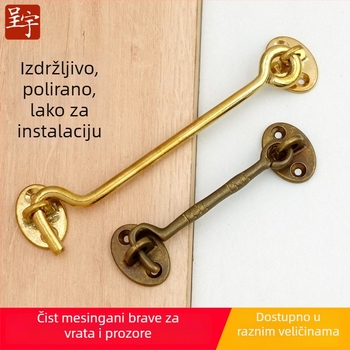 Mosazni prozorski kuki i zasun, polirano i patinirano završno, Novi kineski stil