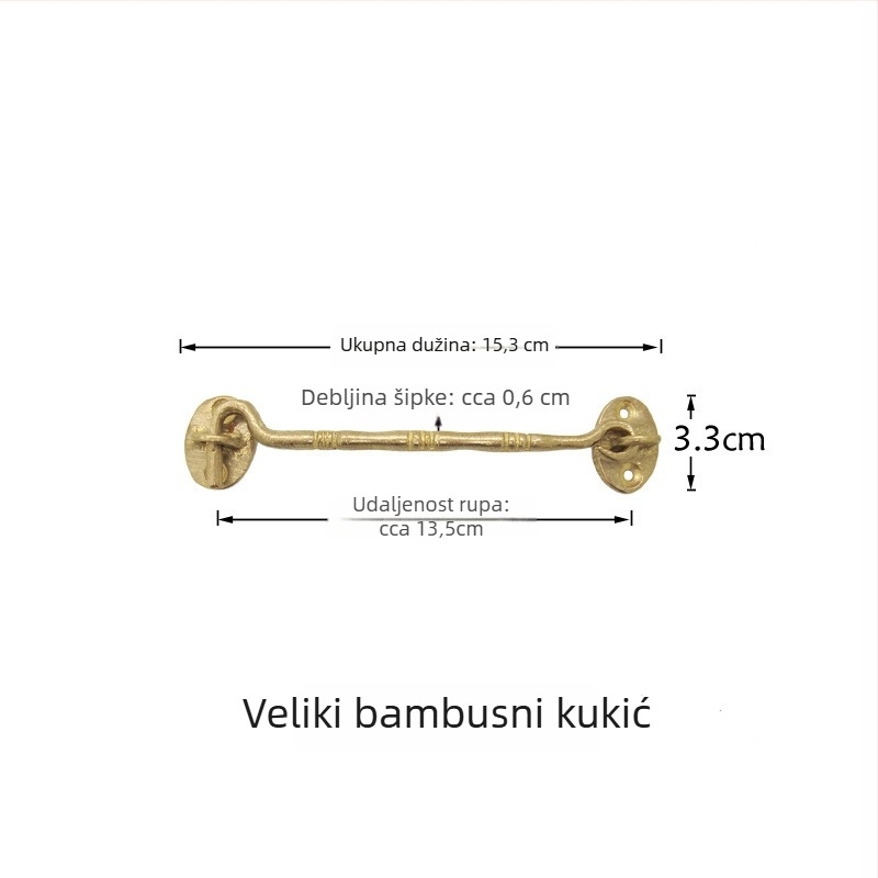 Mosazni prozorski kuki i zasun, polirano i patinirano završno, Novi kineski stil