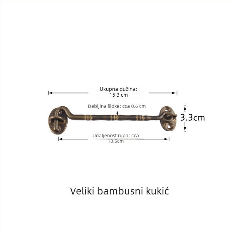 Mosazni prozorski kuki i zasun, polirano i patinirano završno, Novi kineski stil