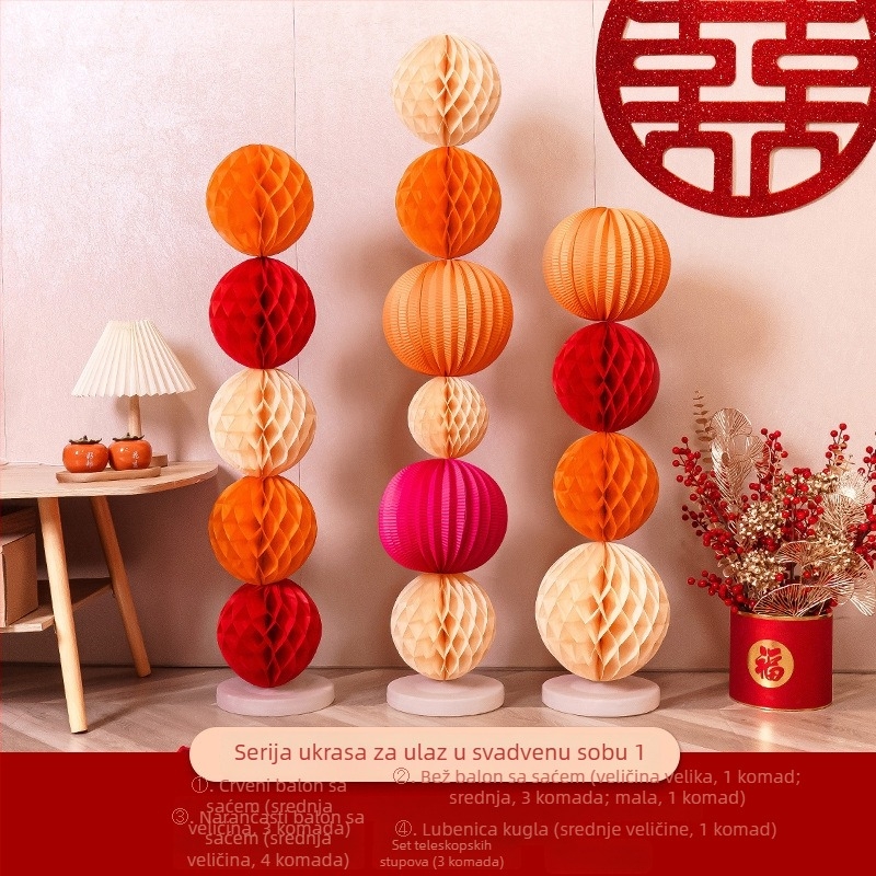 Guangzhou Jiaer Honeycomb ball column držač lampiona za svadbenu dekoraciju; Namjena: Vjenčanje; Kategorija: Rekviziti za uređenje prostora; Materijal: Traka