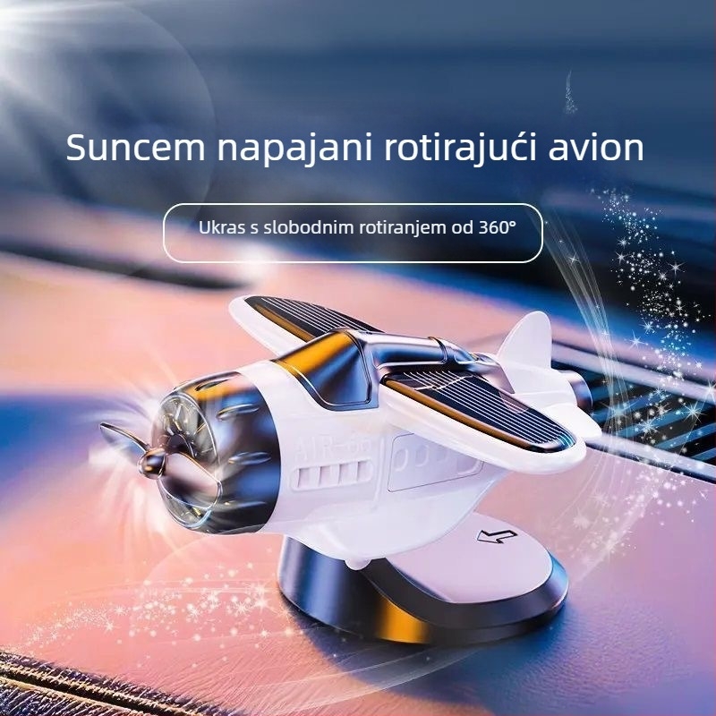 Plastični automobilni ukras za središnju konzolu, solarno napajanje, rotirajući oblik zrakoplova, jednostavan stil
