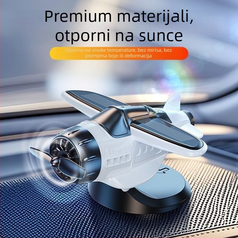 Plastični automobilni ukras za središnju konzolu, solarno napajanje, rotirajući oblik zrakoplova, jednostavan stil