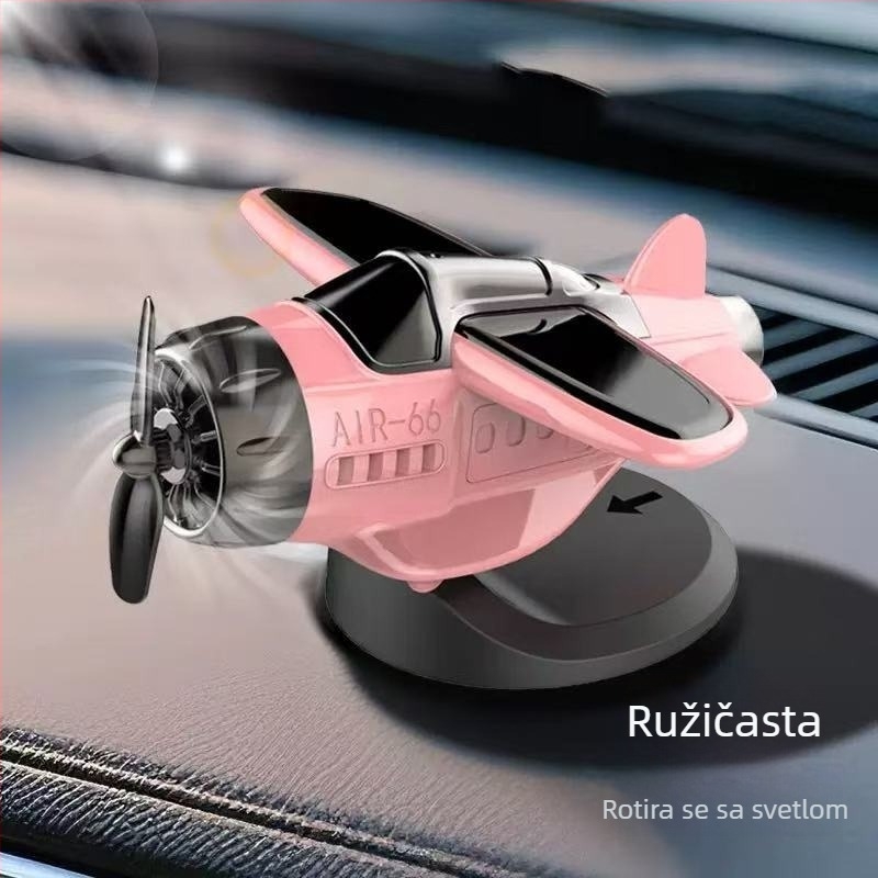 Plastični automobilni ukras za središnju konzolu, solarno napajanje, rotirajući oblik zrakoplova, jednostavan stil