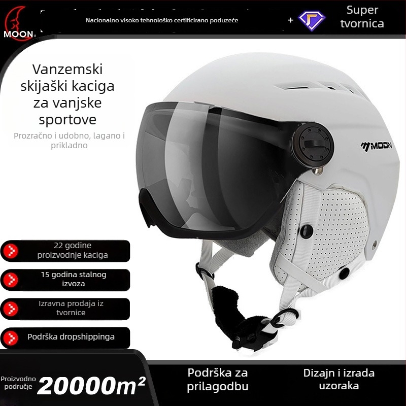 MOON kaciga za skijanje, unisex za odrasle, ABS, prilagodljiva, kaciga za snijeg s cijelim licem
