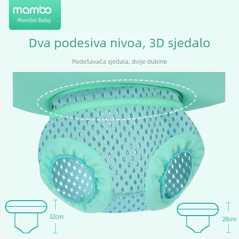 Dječji plivački prsten sa sjedalom, 3D sloj materijala, crtani uzorak, dvostruka namjena za plivanje i hodanje u vodi