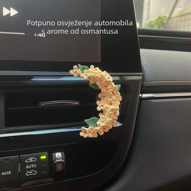 Osmanthus automobilna aromaterapija – okrugli ukras za ventilaciju s gips kamenom za parfem, 5–10 ml, cvjetne note, prilagodljivo