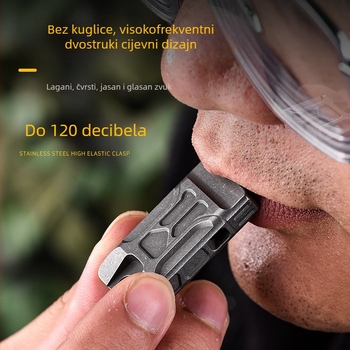 Pištaljka od titanijeve legure za vanjsku upotrebu — dvostruki cijevni dizajn, visok decibel, mat završna obloga, težina 20,3 g