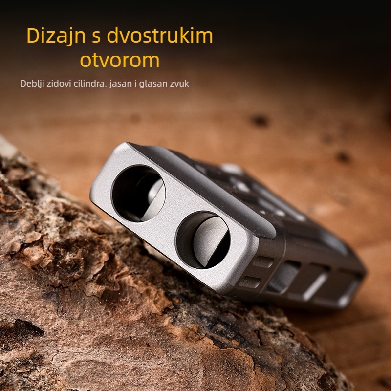 Pištaljka od titanijeve legure za vanjsku upotrebu — dvostruki cijevni dizajn, visok decibel, mat završna obloga, težina 20,3 g