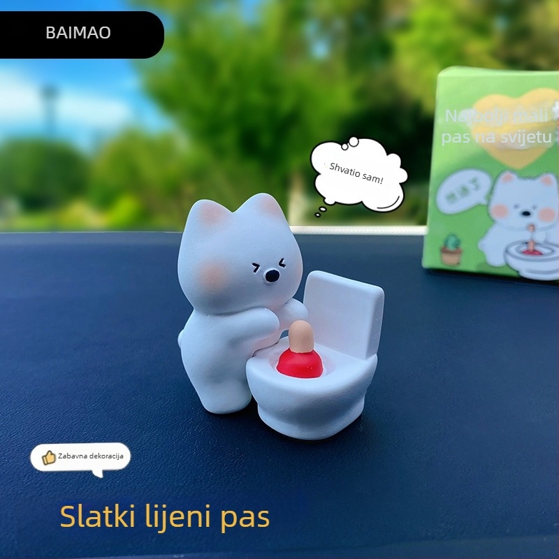 Baimao resin figurica West Highland terijera za stolni dekor, crtani stil, prilagodljiva