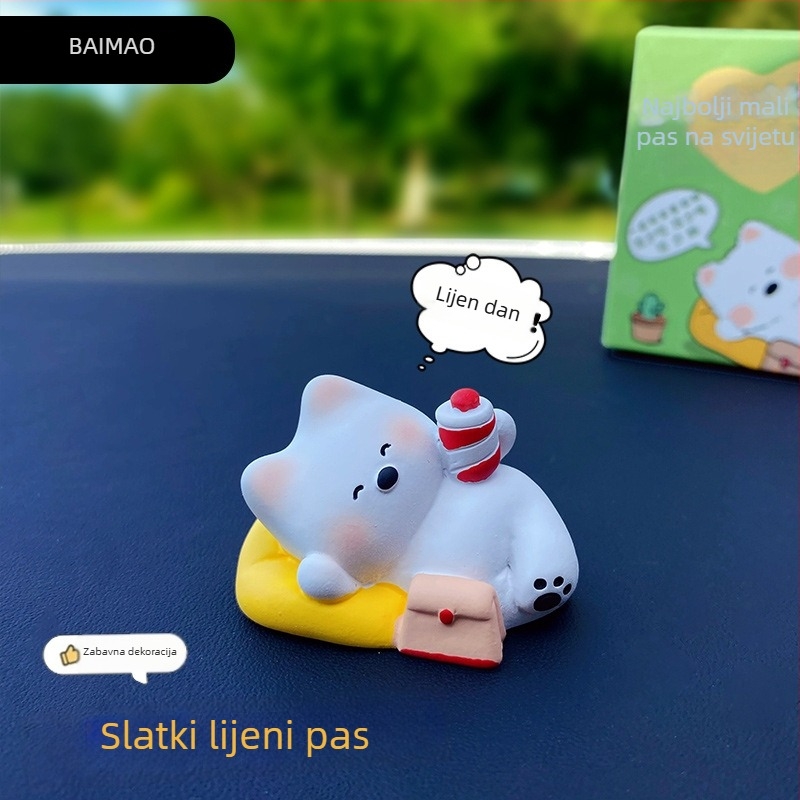 Baimao resin figurica West Highland terijera za stolni dekor, crtani stil, prilagodljiva