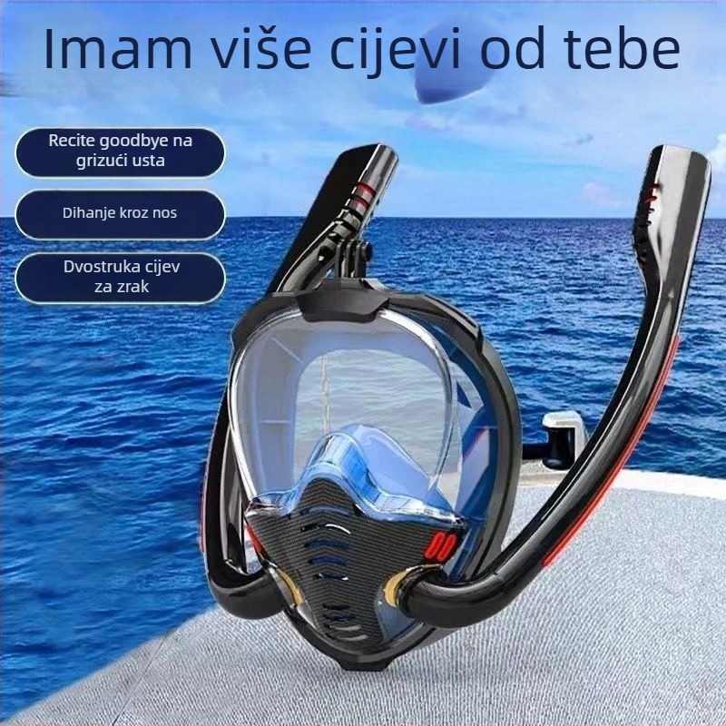 Maska za ronjenje s dvostrukim cijevima - ABS materijal, potpuno suhi sustav, za odrasle