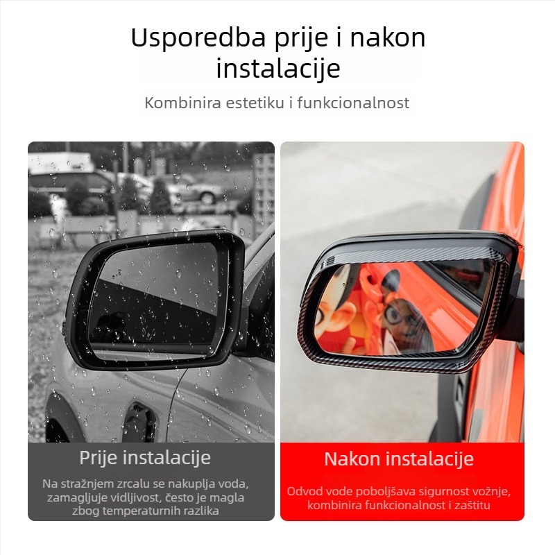 Ford Ranger retrovizor – Rain Eyebrow Rain Shield, Inženjerska plastika, Lijepilo na bazi ljepila, Originalni stil vozila