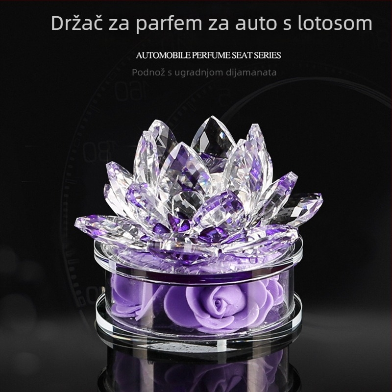 Držač automobila parfema s kristalnom osnovom lotosa; kristalna ručna izrada aromaterapijski ukras — Marka: Hanguan; Privatna marka: Ne