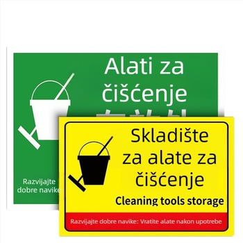 Znakovi za alate za čišćenje - PVC samoljepljive, digitalni ispis, identifikacija proizvoda, označavanje prostora za odlaganje