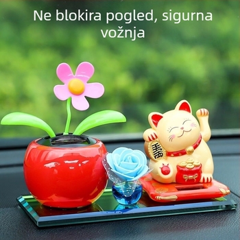 Auto ukras Fortune Cat sa držačem parfema u obliku suncokreta, od plastike, stil kineske tradicije, marka Haihui